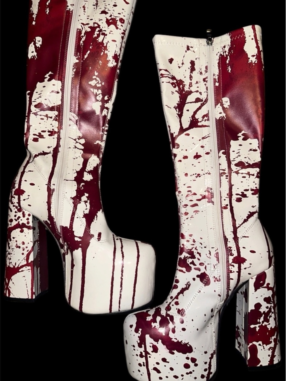 Dolls Kill scream queen Knee-High Platform Boots w blood splatter new wo box 7